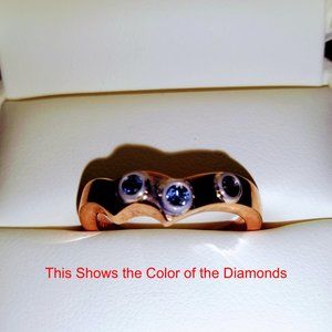 ONE OF A KIND, SPECIAL DESIGN WOMEN'S RING IN ROSE GOLD WITH BLUE DIAMONDS